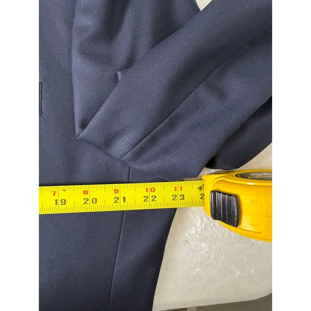 Ralph Lauren Mens Navy Blue 100% Wool Blazer Sport Coat 44R Woolmark 2-Button